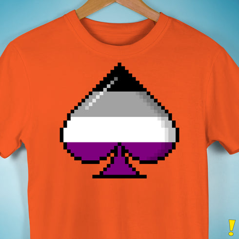 Asexual Pride 8-Bit Pixel Ace of Spades Premium Unisex T-Shirt - Orange